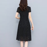 Hanitii Polka Dot Chiffon Dress V-Neckline Women Clothes HADR026