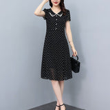 Hanitii Polka Dot Chiffon Dress V-Neckline Women Clothes HADR026