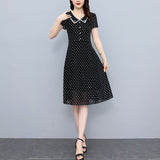 Hanitii Polka Dot Chiffon Dress V-Neckline Women Clothes HADR026