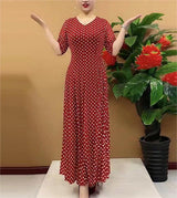 Hanitii Polka Dot Chiffon Dress V-Neckline Women Clothes HADR028