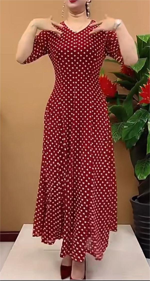 Hanitii Polka Dot Chiffon Dress V-Neckline Women Clothes HADR028