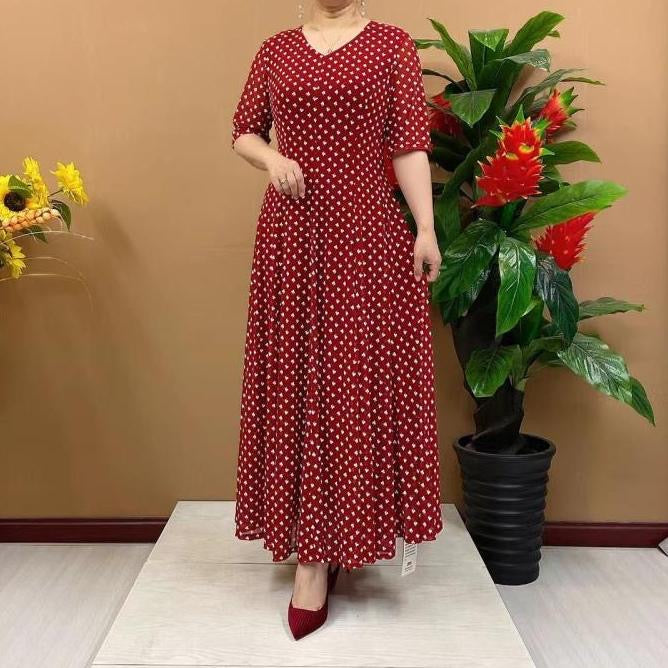 Hanitii Polka Dot Chiffon Dress V-Neckline Women Clothes HADR028