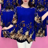 Hanitii 2023 Summer Women Blouse Casual Clothes 3/4 Sleeve Flower Tops HATP051