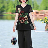 Hanitii 2023 Summer Flower Print Blouse Casual Tops Short Sleeve Sheer Women Clothes HATP038