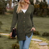 Hanitii Wool pit Solid Color Long Sleeve Women's Cardigan Coat HATP054