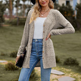 Hanitii Wool pit Solid Color Long Sleeve Women's Cardigan Coat HATP054