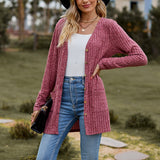 Hanitii Wool pit Solid Color Long Sleeve Women's Cardigan Coat HATP054