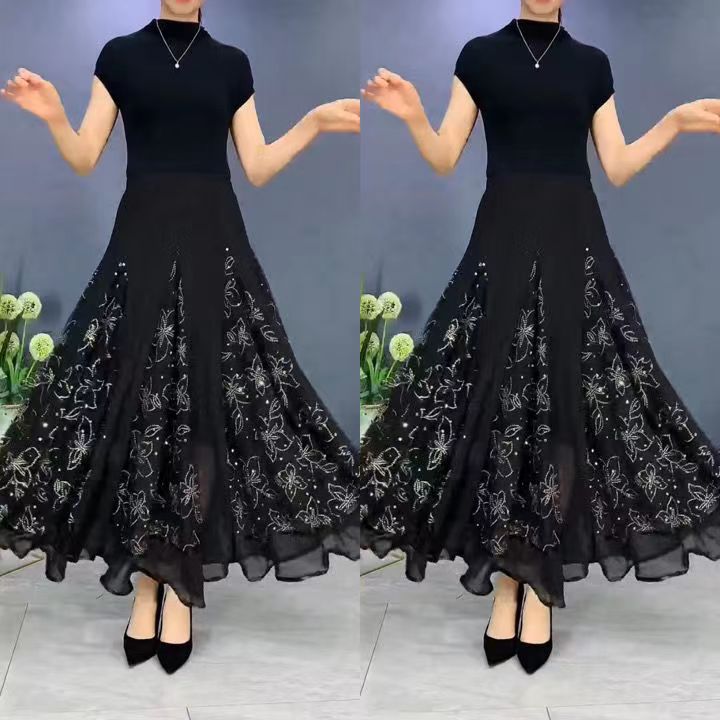 Hanitii 2023 New Style Foral Long Dress Women's Plus Size Dancing Clothes HADR014