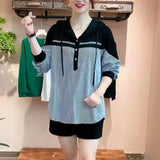 Hanitii 2023 New Style Women Striped Hoodies Long Sleeve Clothes with Hat HATP005