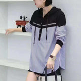 Hanitii 2023 New Style Women Striped Hoodies Long Sleeve Clothes with Hat HATP005