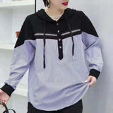 Hanitii 2023 New Style Women Striped Hoodies Long Sleeve Clothes with Hat HATP005