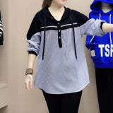 Hanitii 2023 New Style Women Striped Hoodies Long Sleeve Clothes with Hat HATP005