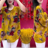 Hanitii 2023 Summer Floral Blouse Short Chiffon Women Clothes Flower Print Tops HATP029