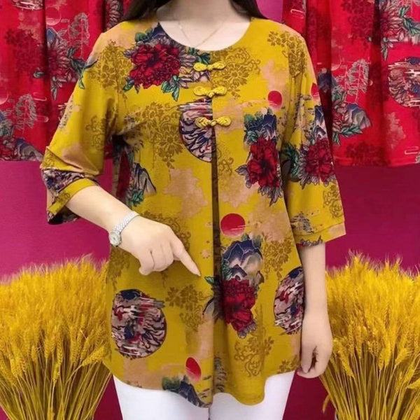 Hanitii 2023 Summer Floral Blouse Short Chiffon Women Clothes Flower Print Tops HATP029