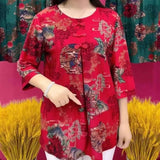 Hanitii 2023 Summer Floral Blouse Short Chiffon Women Clothes Flower Print Tops HATP029