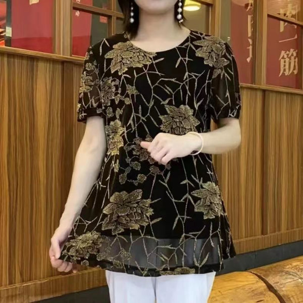 Hanitii 2023 Summer New Style All Over Flower Print Blouse Casual Women Clothes Sheer Tops HATP033