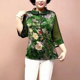 Hanitii 2023 Summer New Style Blouse Floral Button Women's Plus Size Flower Print Clothes HATP025