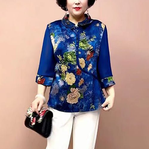 Hanitii 2023 Summer New Style Blouse Floral Button Women's Plus Size Flower Print Clothes HATP025