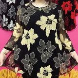 Hanitii 2023 Summer New Style Flower Print Blouse Casual Women Clothes 3/4 Sleeve Sheer Tops HATP032