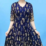 Hanitii All Over Flower Print Chiffon Dress V-Neckline Women Clothes HADR001