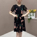 Hanitii Floral Print Dress Short Sleeve Women Clothes HADR007