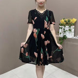 Hanitii Floral Print Dress Short Sleeve Women Clothes HADR007