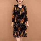 Hanitii Flower Print Women's Plus Size Dress 2 Piece Suits HADR011