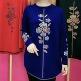 Hanitii Long Sweater Flower Rhinestone Diamond Women Clothes HATP020