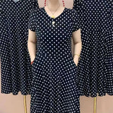 Hanitii Polka Dot Print Dress Loose Blouse Women Clothes HADR015