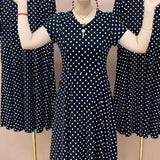 Hanitii Polka Dot Print Dress Loose Blouse Women Clothes HADR015