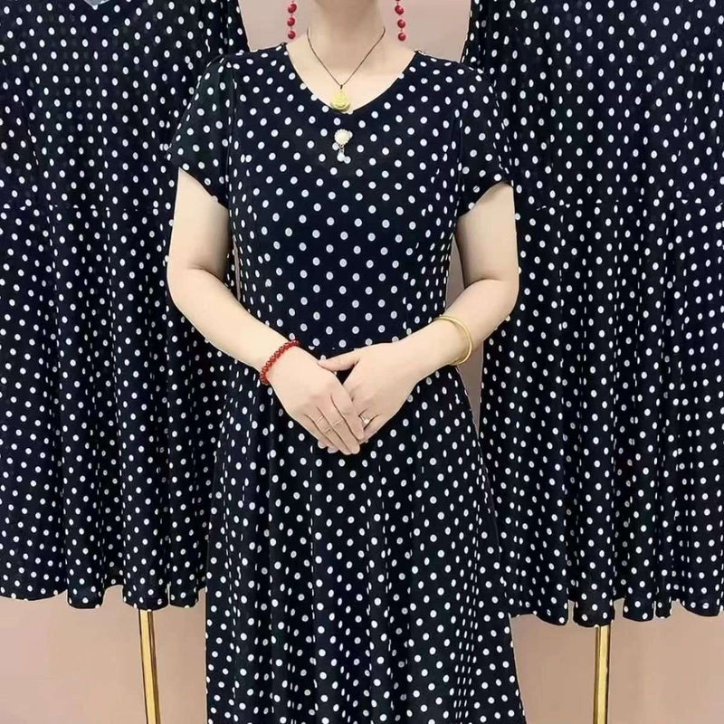 Hanitii Polka Dot Print Dress Loose Blouse Women Clothes HADR015