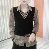 Hanitii Women Striped Shirt Casual Long Sleeve Clothes HATP011